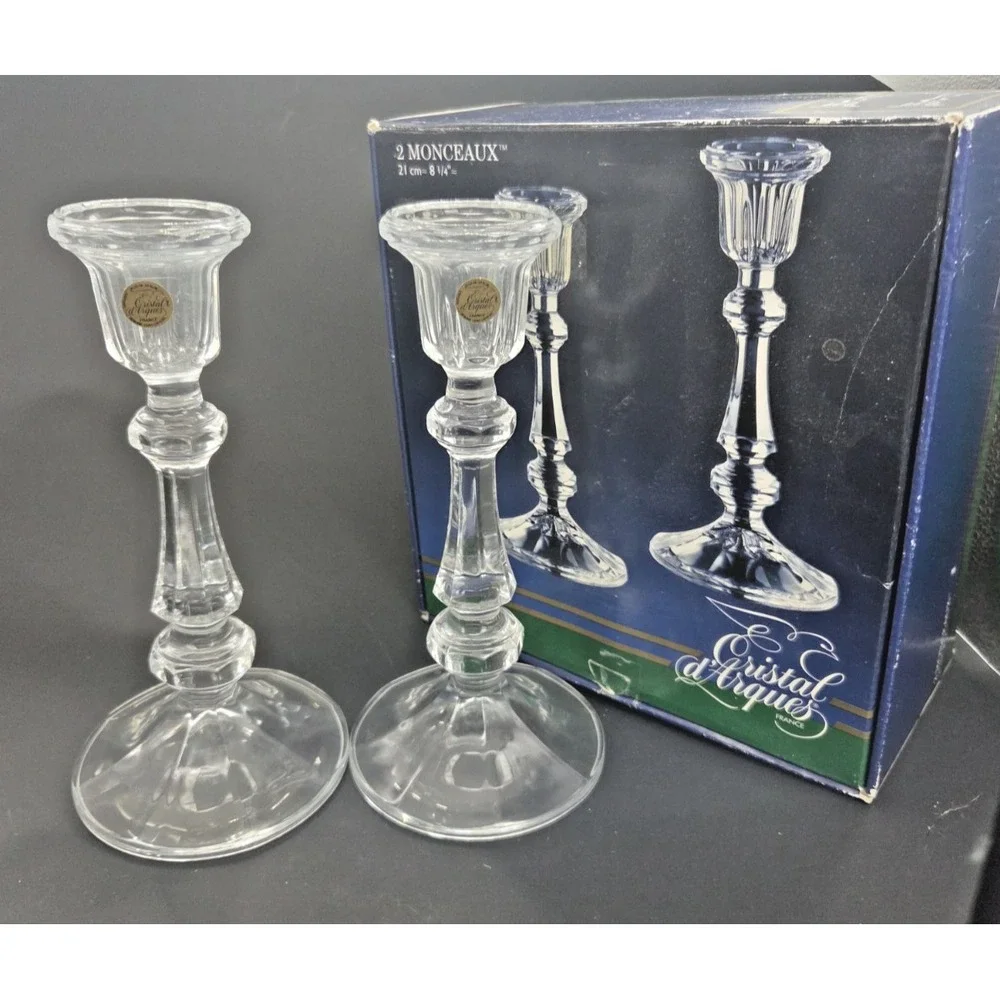 Cristal d'Arques 1991 Lead Crystal Candlestick Holders 8.25